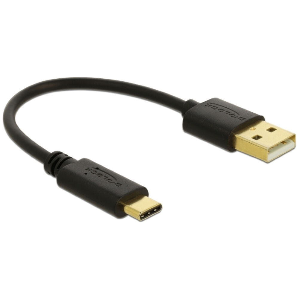 DELOCK καλώδιο USB σε USB Type-C 85354, 3A, 22AWG, 0.15m, μαύρο