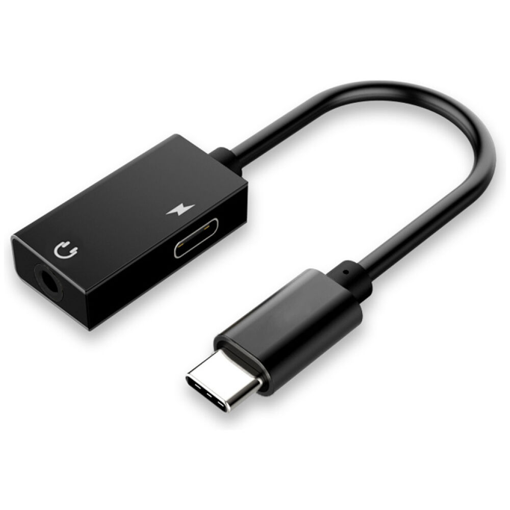 POWERTECH καλώδιο USB Type-C σε USB Type-C/3.5mm CAB-UC053, 0.11m, μαύρο