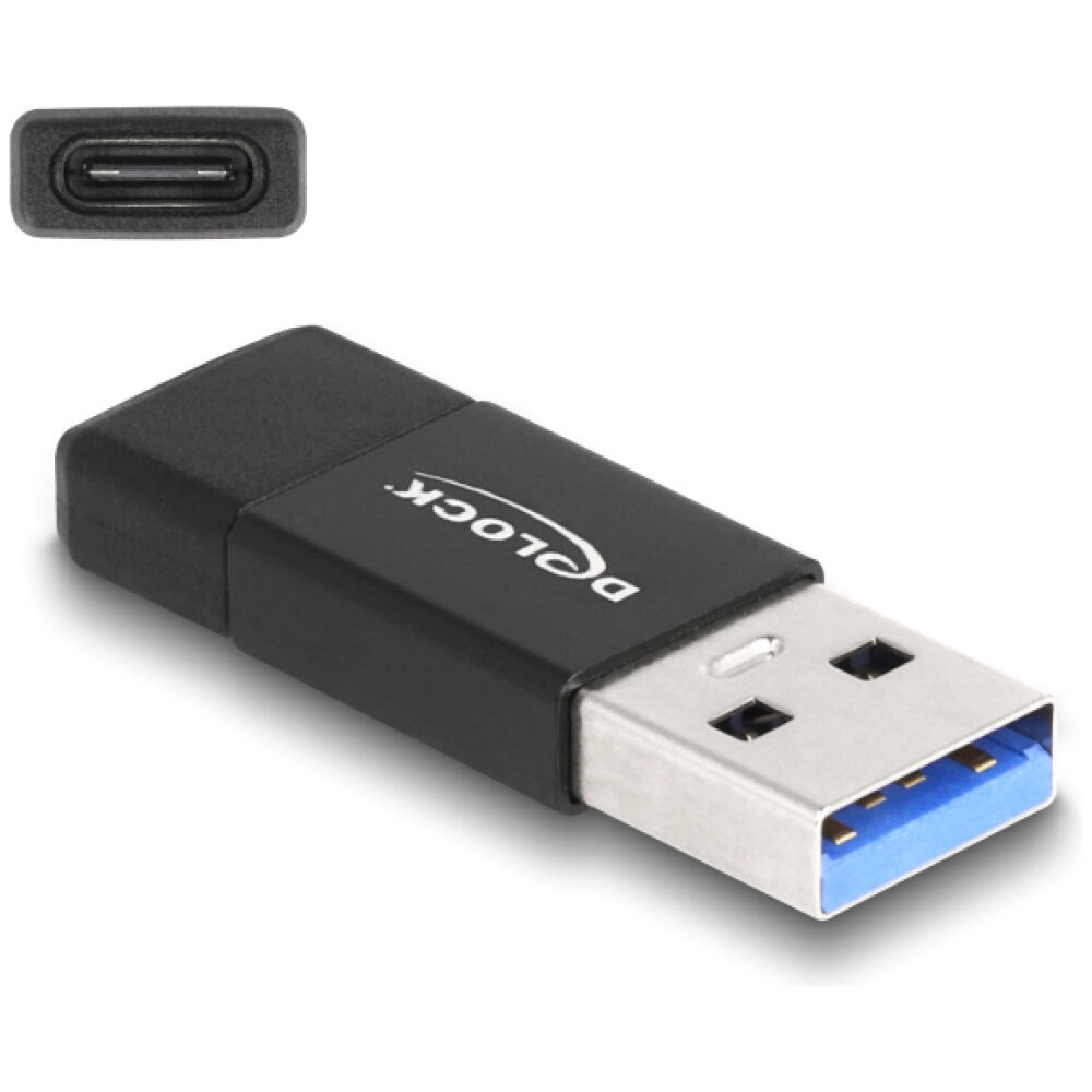 DELOCK αντάπτορας USB 3.2 Gen 2 σε USB Type-C 60001, 10Gbps, μαύρος