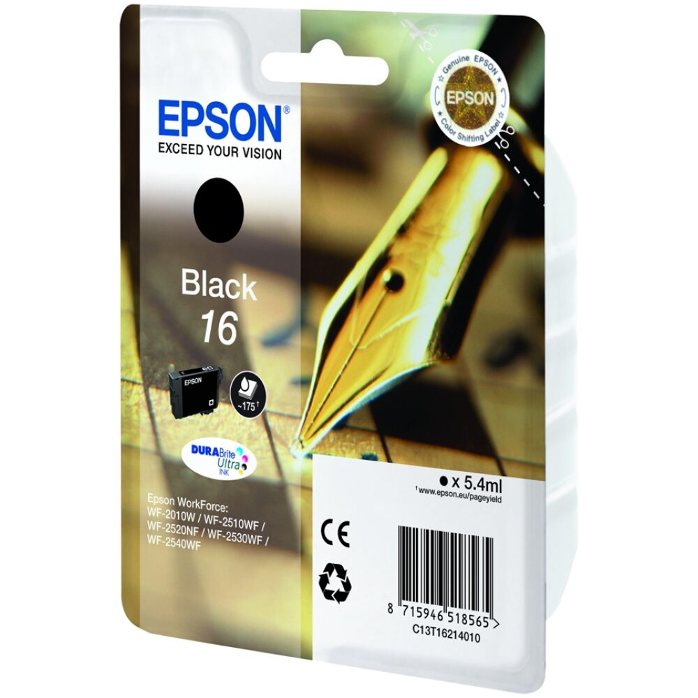 Epson Μελάνι Inkjet No.16 Black (C13T16214012)