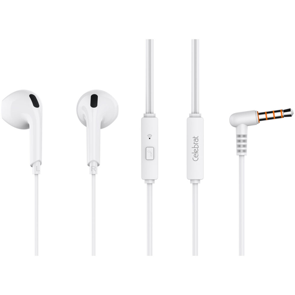 CELEBRAT earphones με μικρόφωνο G20, 3.5mm, 1.2m, λευκά