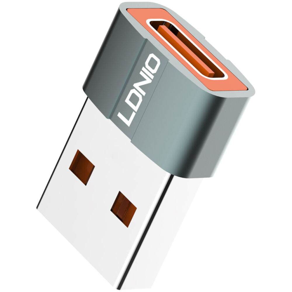 LDNIO αντάπτορας USB σε USB-C LC150, αρσενικό σε θηλυκό, γκρι