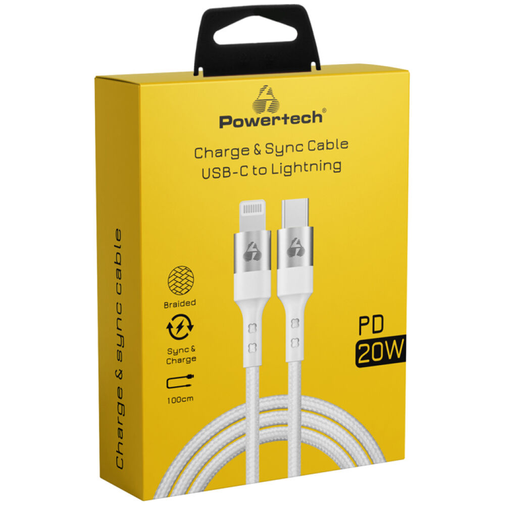 POWERTECH καλώδιο USB-C σε Lightning PTR-0127, PD 20W, copper, 1m, λευκό - Image 2
