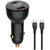 LDNIO φορτιστής αυτοκινήτου C101 με καλώδιο, USB/USB-C, 100W PD, μαύρος