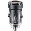 USAMS φορτιστής αυτοκινήτου US-CC175, USB & USB-C, 45W, QC & PD, μαύρος
