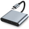POWERTECH docking station CAB-UC083, 4 θυρών, USB-C, 4K, 100W, γκρι
