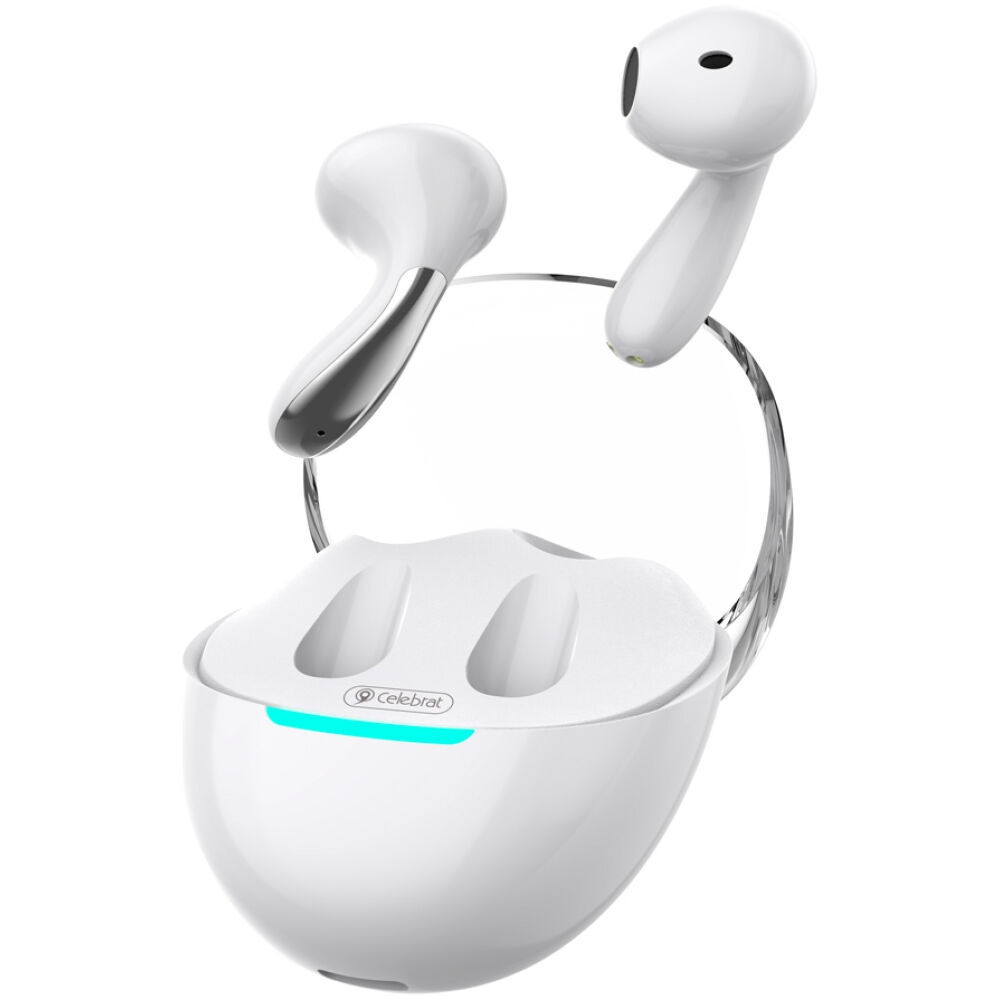 CELEBRAT earphones με θήκη φόρτισης W51, True Wireless, λευκά