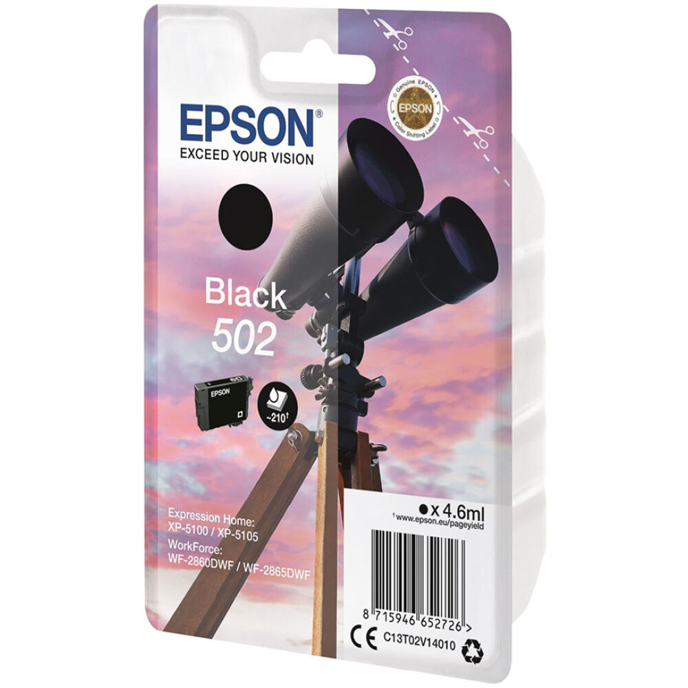 Epson Μελάνι Inkjet 502 Black (C13T02V14010)