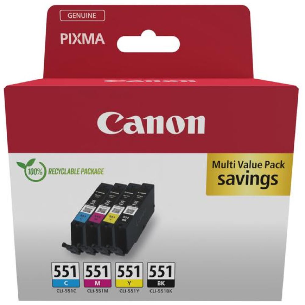 Canon Μελάνι Inkjet CLI-551 CMYK  Carton Pack (6509B015)