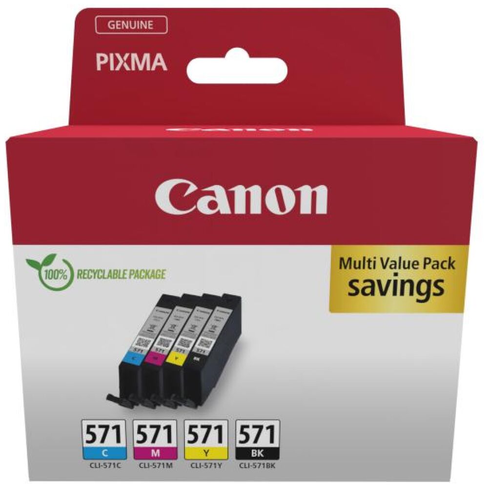 Canon Μελάνι Inkjet CLI-571 CMYK Multipack (0386C008)