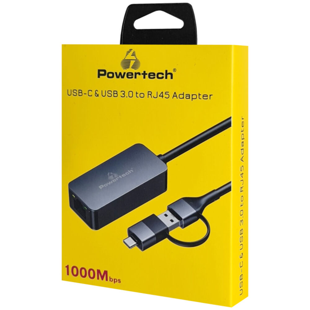POWERTECH αντάπτορας δικτύου PTR-0149, USB & USB-C, 1000 Mbps, γκρι - Image 2