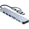 POWERTECH docking station PTR-0151, 8 θυρών, USB & USB-C σύνδεση, γκρι