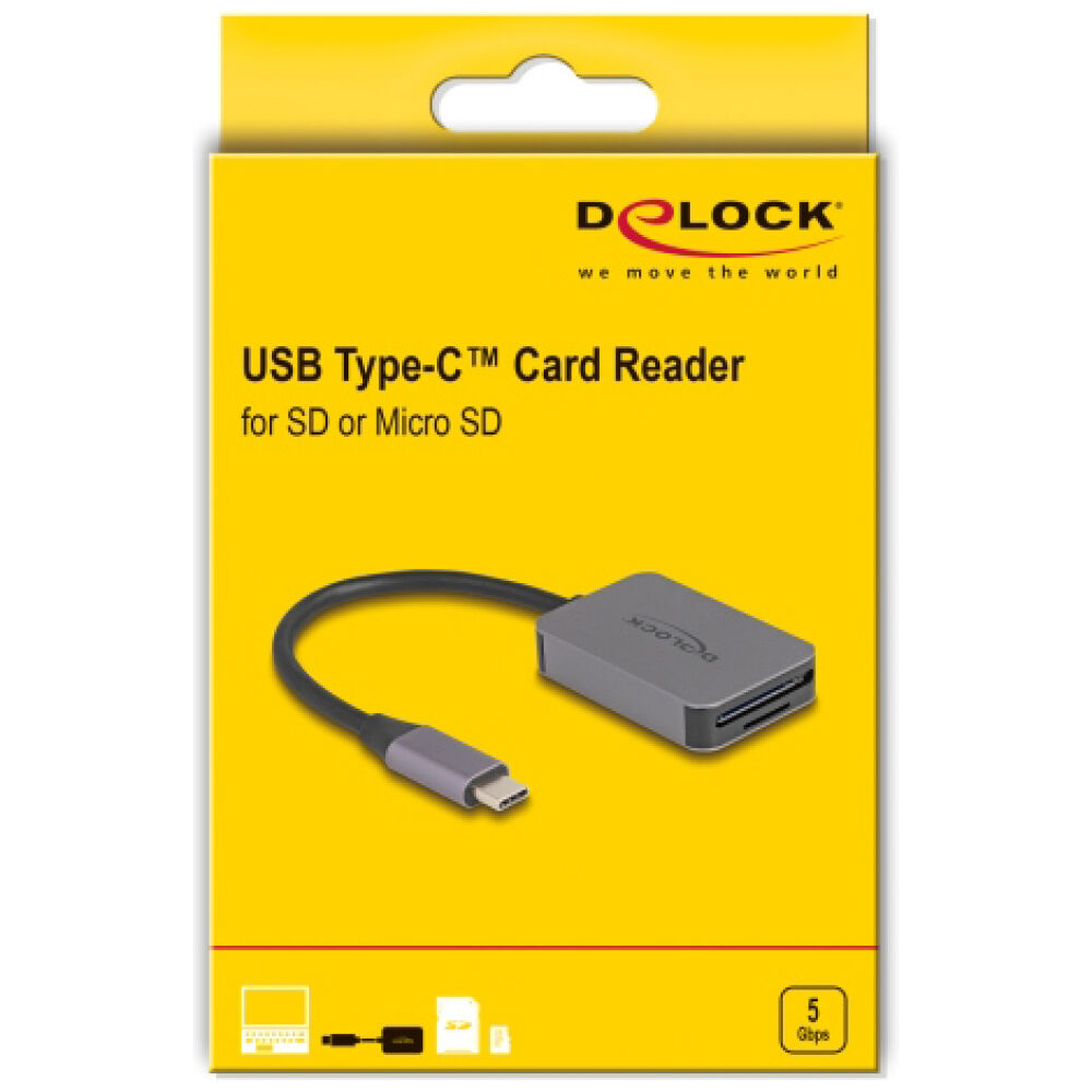 DELOCK card reader 91009 για SD & micro SD, USB-C, 5 Gbps, γκρι - Image 3