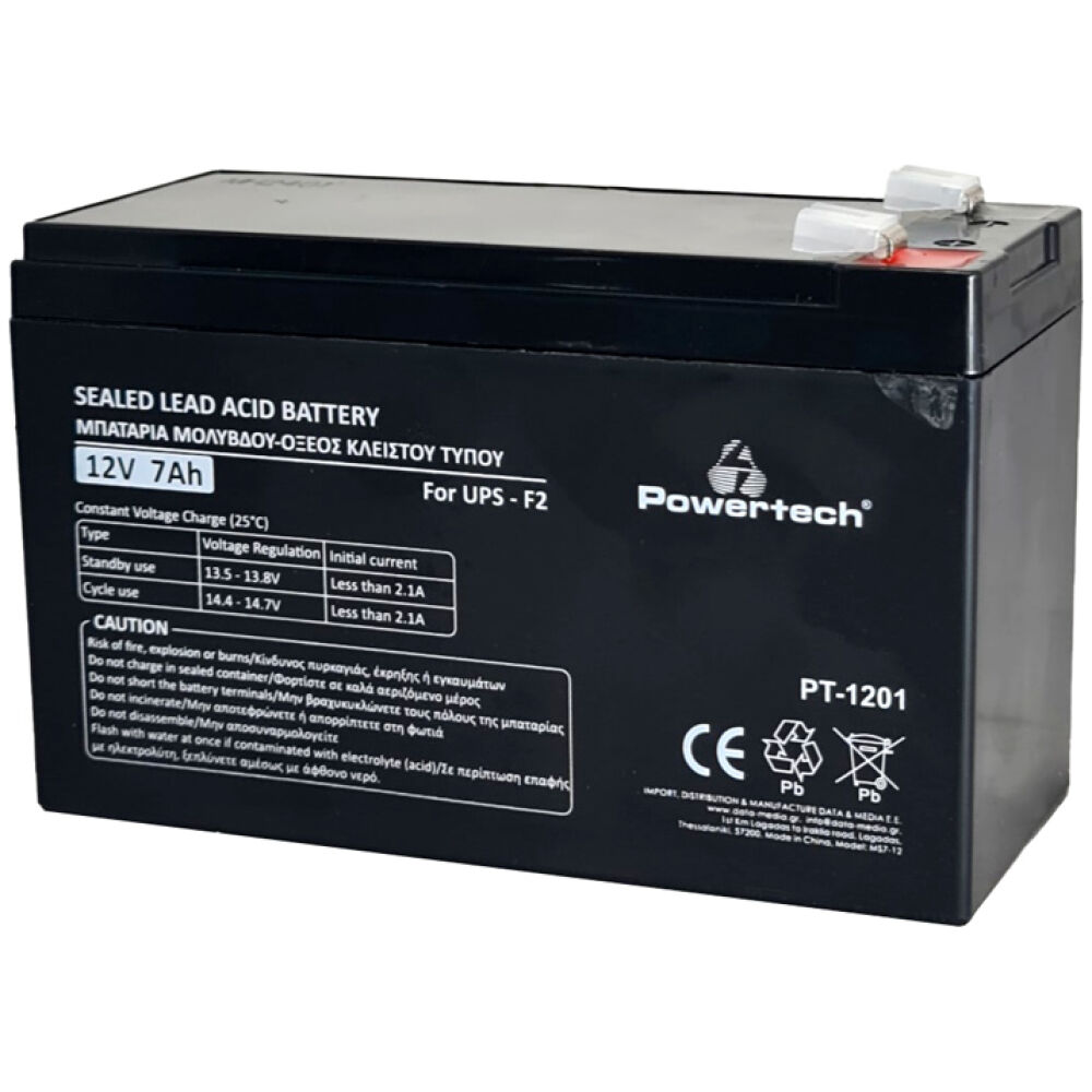 POWERTECH μπαταρία μολύβδου PT-1201 για UPS, 12V 7Ah, F2