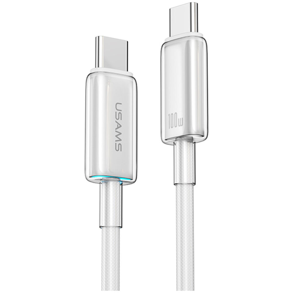 USAMS καλώδιο USB-C σε USB-C US-SJ660, 100W, 480Mbps, 1.2m, λευκό