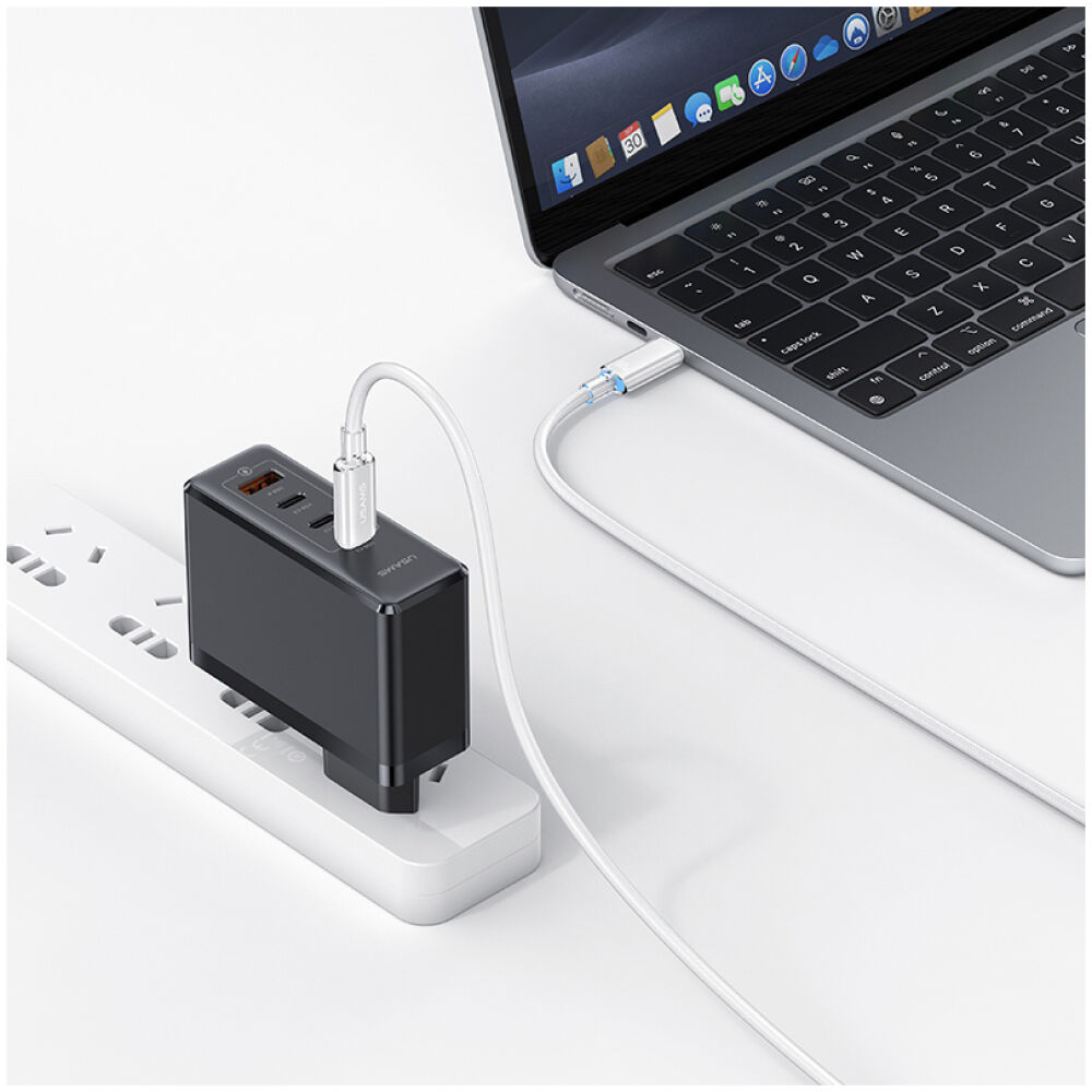USAMS καλώδιο USB-C σε USB-C US-SJ660, 100W, 480Mbps, 1.2m, λευκό - Image 3