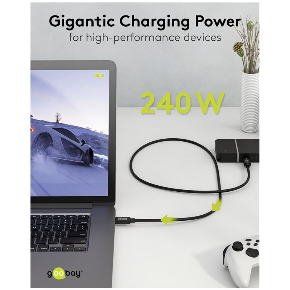 GOOBAY καλώδιο USB-C 74376, USB4, 240W, 80Gbps, 16K/60Hz, 1.2m, μαύρο - Image 4
