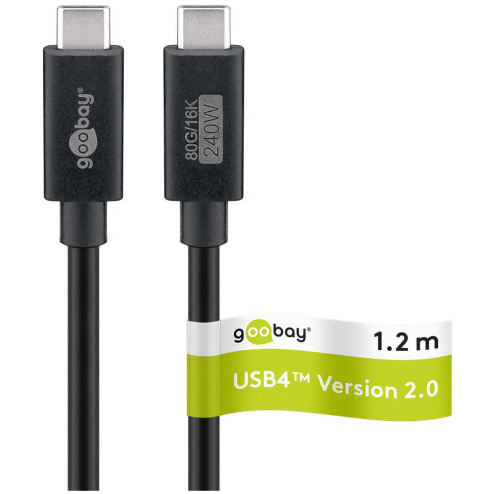 GOOBAY καλώδιο USB-C 74376, USB4, 240W, 80Gbps, 16K/60Hz, 1.2m, μαύρο - Image 9