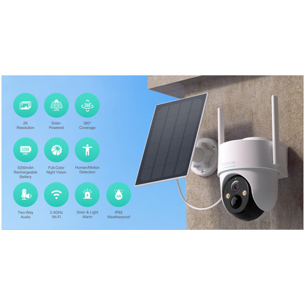 BOTSLAB smart ηλιακή κάμερα W313, 3MP/2K, WiFi, PTZ, SD, 5200mAh, IP65 - Image 2