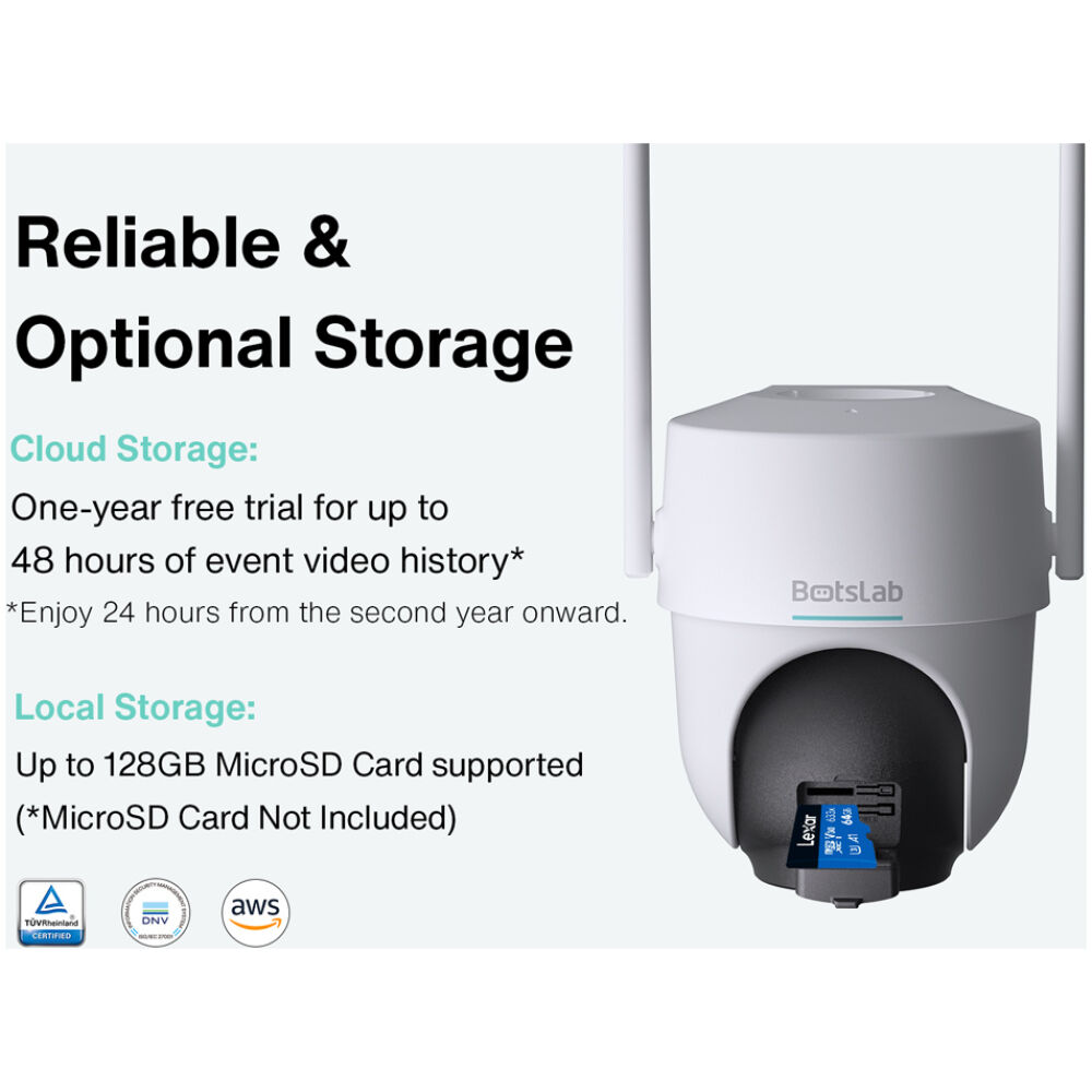 BOTSLAB smart ηλιακή κάμερα W313, 3MP/2K, WiFi, PTZ, SD, 5200mAh, IP65 - Image 12