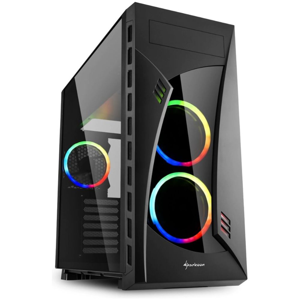 Sharkoon Night Shark Gaming Midi Tower Κουτί Υπολογιστή με Πλαϊνό Παράθυρο και RGB Φωτισμό Μαύρο (NIGHTSHARKARGB) (SHRNIGHTSHARKARGB)