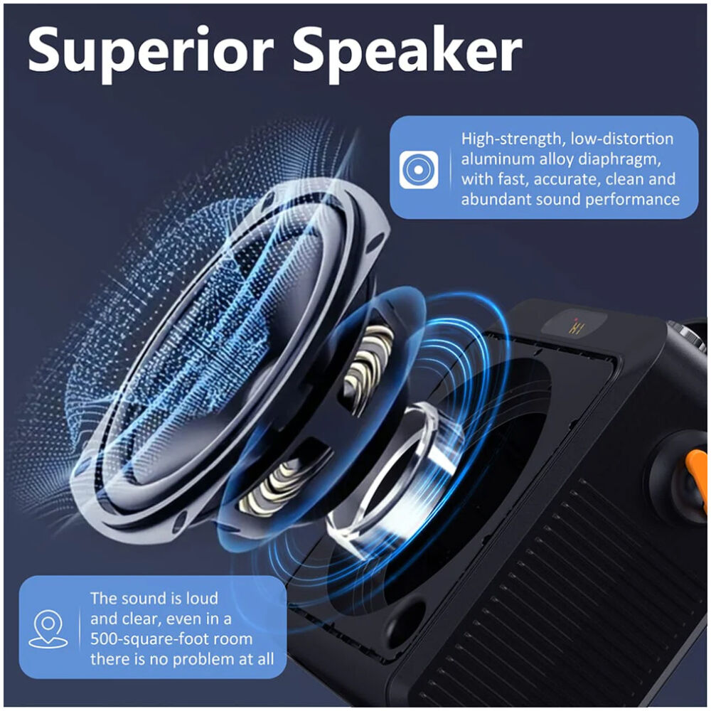 JYX φορητό ηχείο T19-T με 2x μικρόφωνα, 18W, 3000mah, LED, μαύρο - Image 4