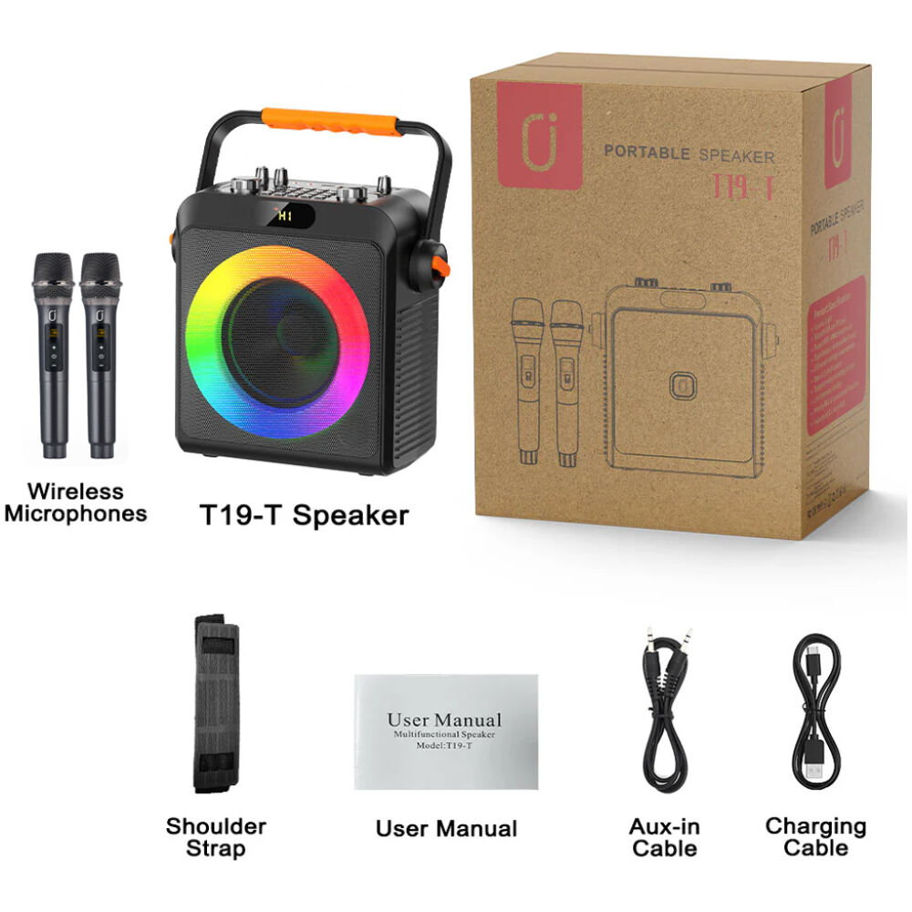 JYX φορητό ηχείο T19-T με 2x μικρόφωνα, 18W, 3000mah, LED, μαύρο - Image 9