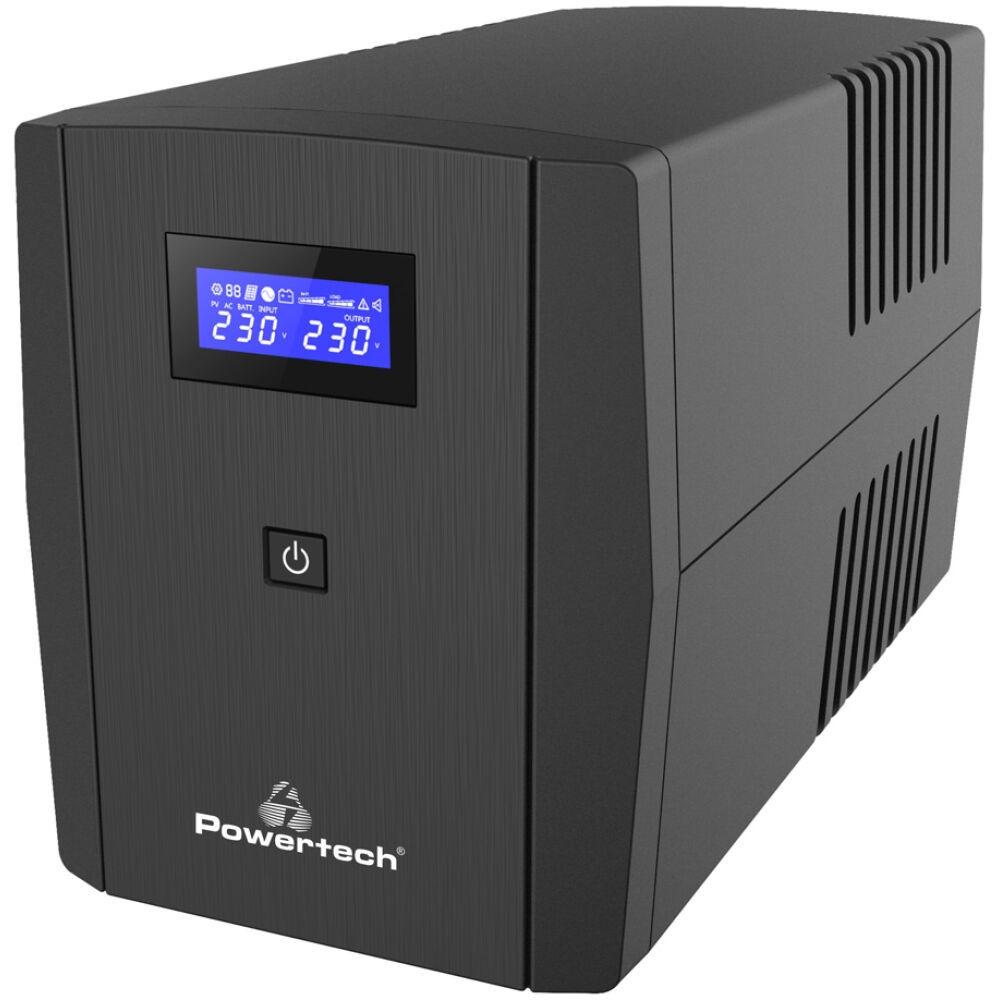 POWERTECH UPS Line Interactive PT-1298 με οθόνη, 2200VA, 1320W, 4x Schuko, 2x RJ45/RJ11, USB Type B