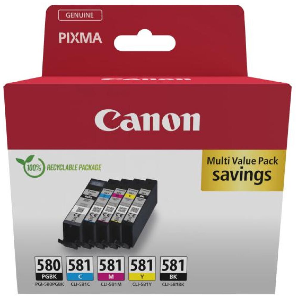 Canon Μελάνι Inkjet PGI-580BK/CLI581 5 Colours (2078C007) (CANPGI-580MP)