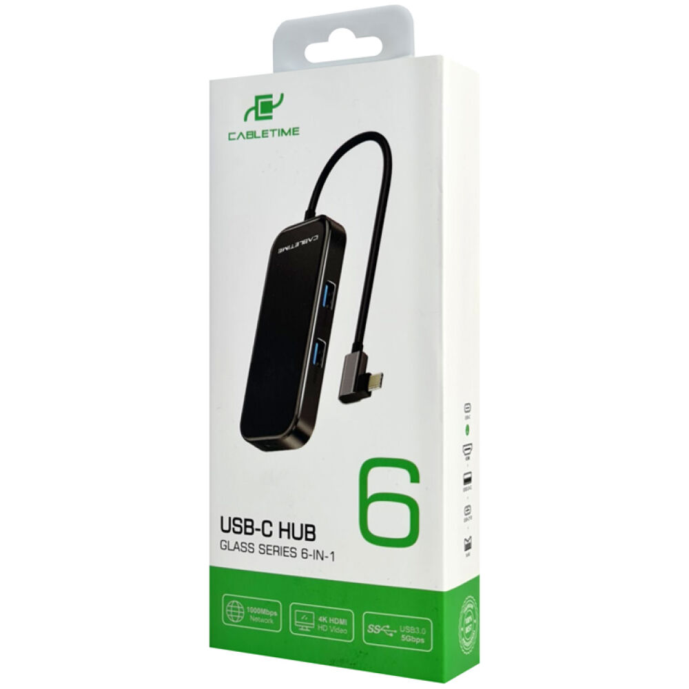 CABLETIME docking station CT-CMHD61G, 6 θυρών, USB-C σύνδεση, 4K, 60W, μαύρο - Image 10