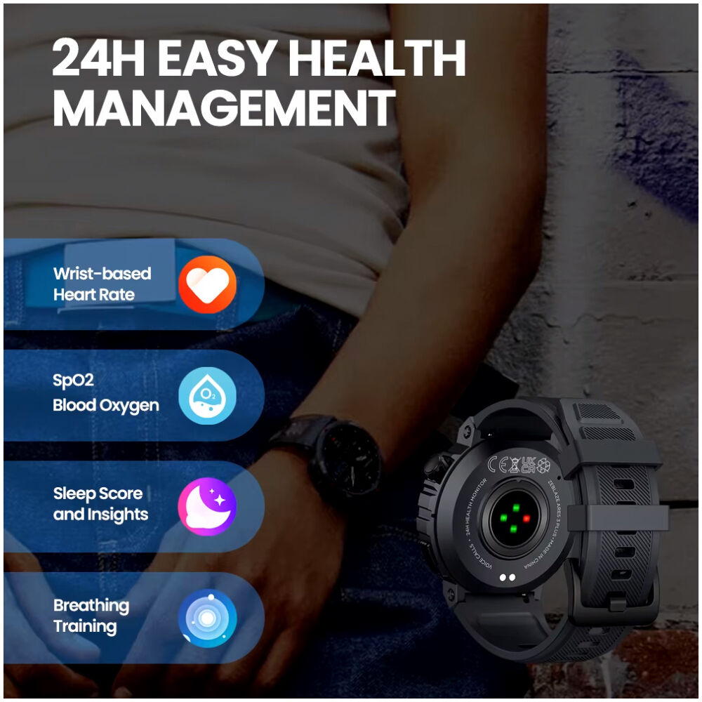 ZEBLAZE smartwatch Ares 3 Plus, heart rate, 1.43" AMOLED, IP68, μαύρο - Image 4