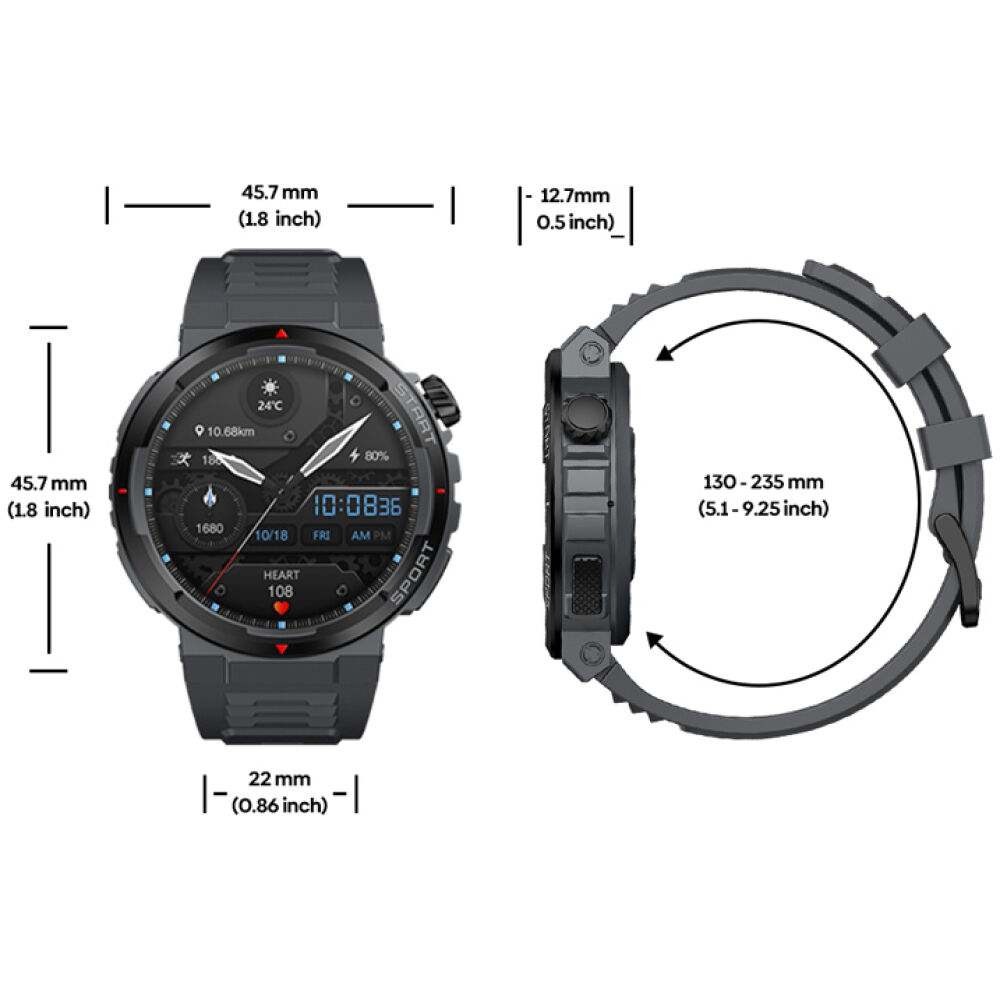 ZEBLAZE smartwatch Ares 3 Plus, heart rate, 1.43" AMOLED, IP68, μαύρο - Image 7