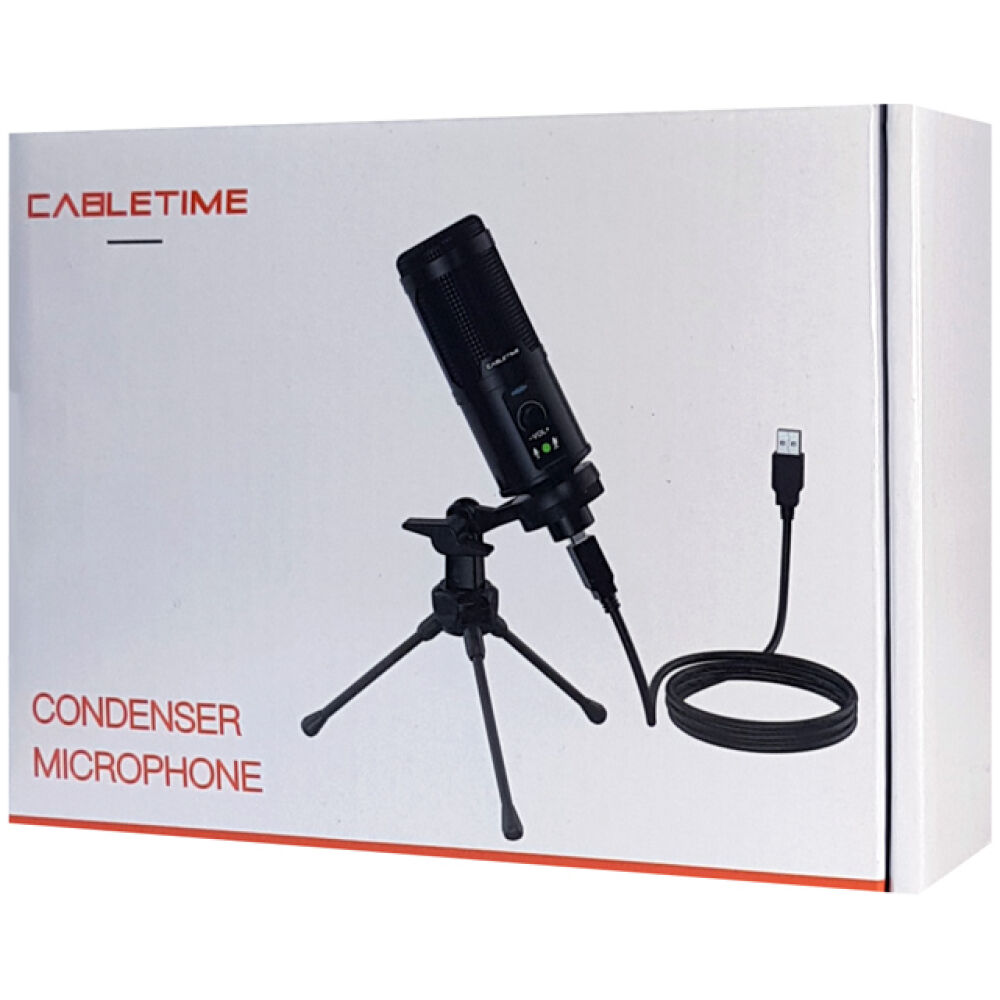 CABLETIME πυκνωτικό μικρόφωνο MP01-AB, με αντιανέμιο & τρίποδα, USB - Image 4