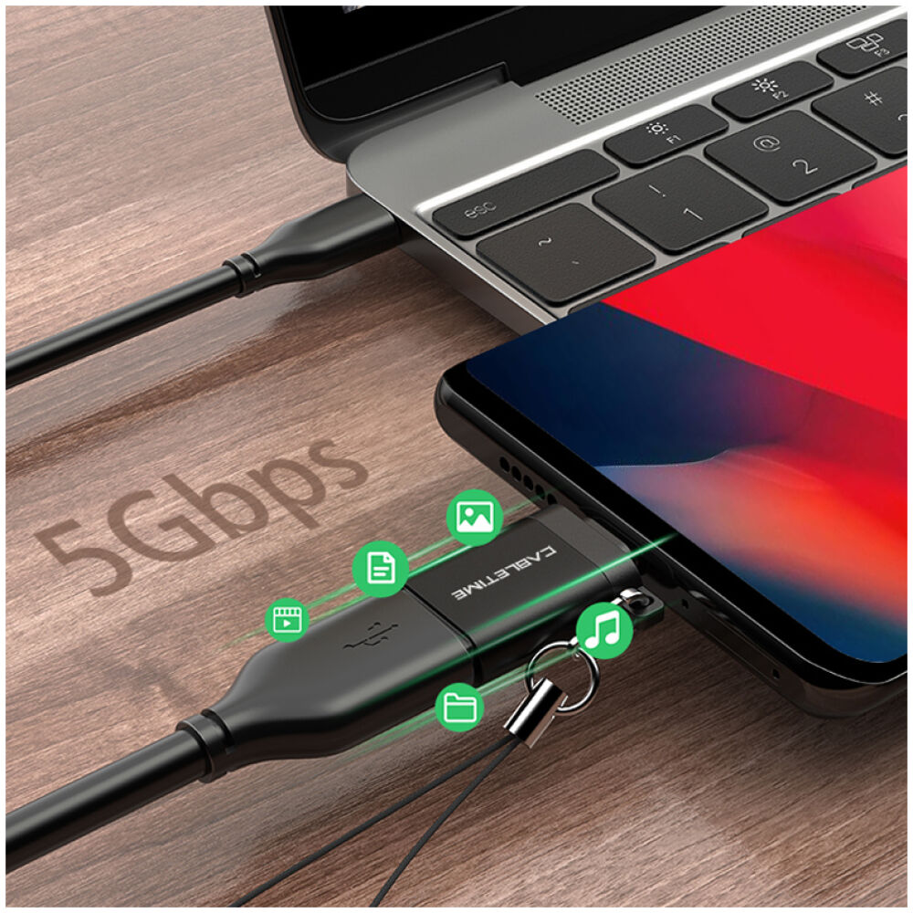 CABLETIME αντάπτορας USB-C σε USB CT-CMAF, 5Gbps, 10.5W, μαύρος - Image 2
