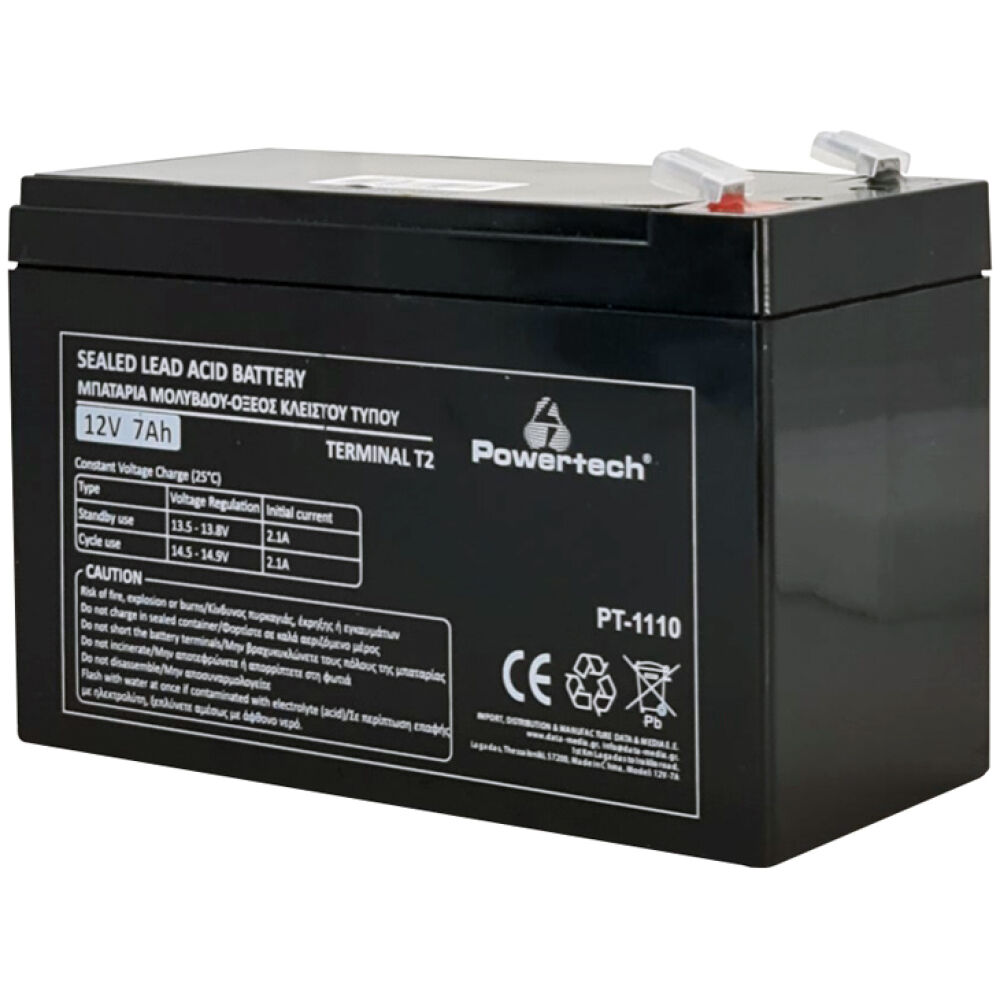 POWERTECH μπαταρία μολύβδου PT-1110, 12V 7Ah, T2