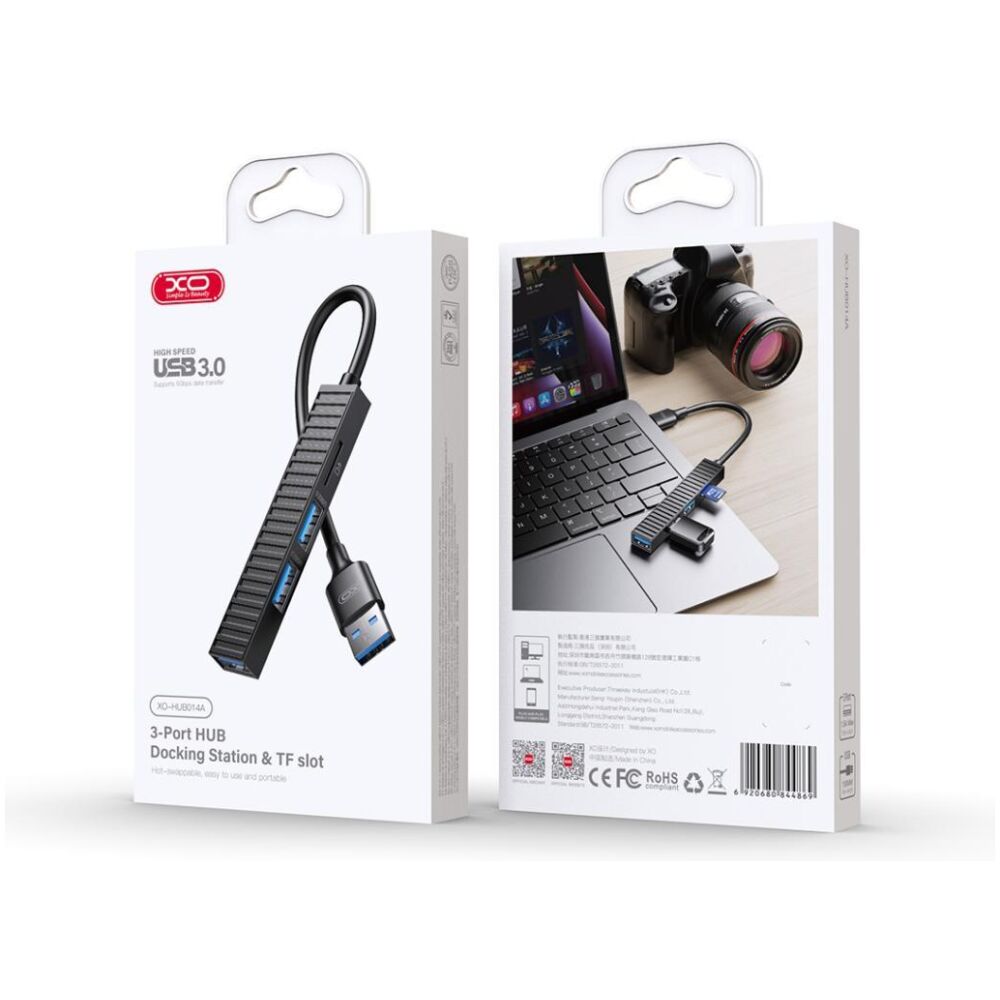 XO HUB014A PLASTIC PORTABLE 4 IN 1 DOCKING STATION USB (USB3.0+2x USB2.0+TF) - Image 3