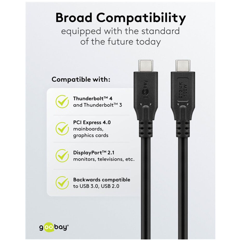 GOOBAY καλώδιο USB-C 74196, USB4, 100W, 20Gbps, 4K/60Hz, 1.5m, μαύρο - Image 3