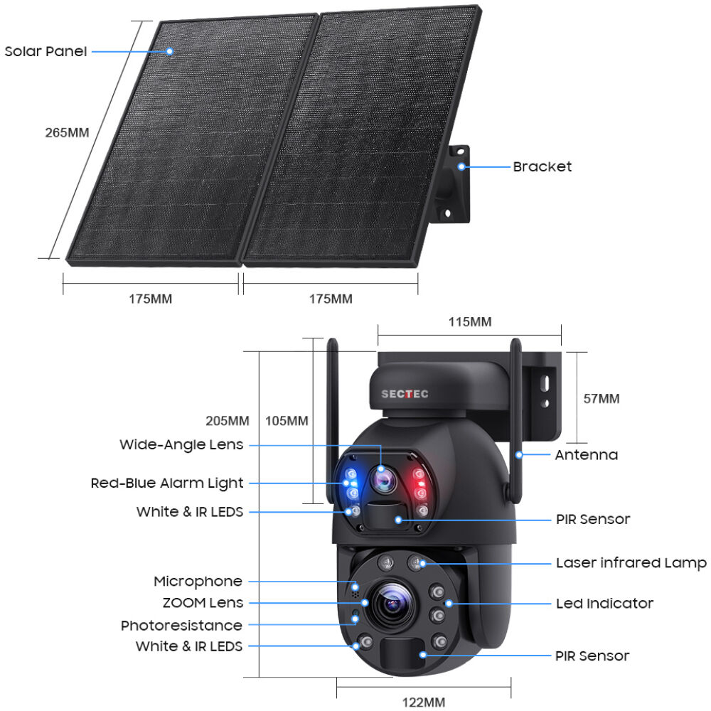 SECTEC smart ηλιακή κάμερα ST-598-6M-4G-20W-EU, 3MP dual lens, 20x zoom, 4G, SD, PTZ - Image 6