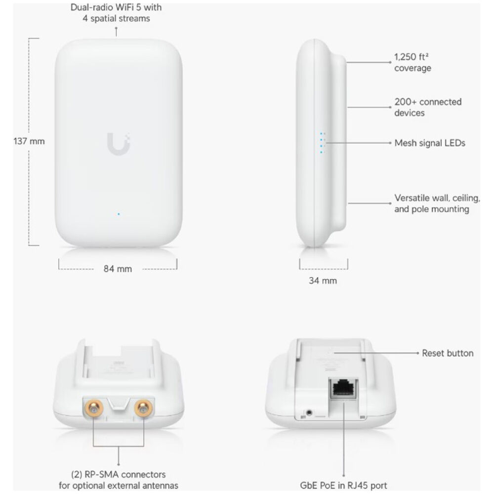 UBIQUITI Access Point UK-ULTRA, WiFi 5, 1167Mbps Dual band, PoE - Image 6
