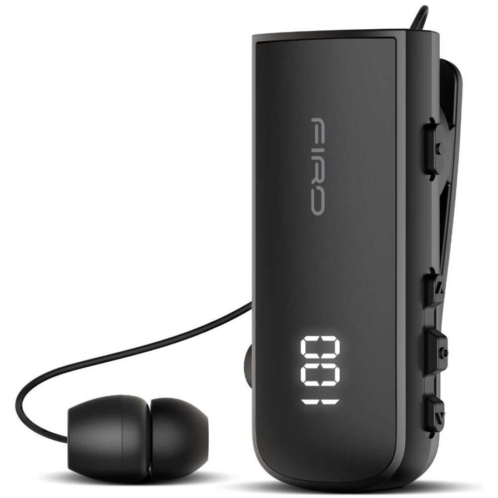 FIRO H16J BUSINESS BLUETOOTH RETRACTABLE EARPHONE ΜΕ ΟΘΟΝΗ, ΜΑΥΡΟ