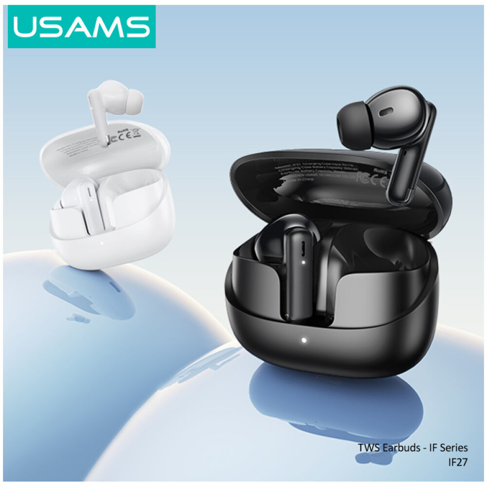 USAMS earphones με θήκη φόρτισης IF27, TWS, Φ13mm, 25/250mAh, μαύρα - Image 2