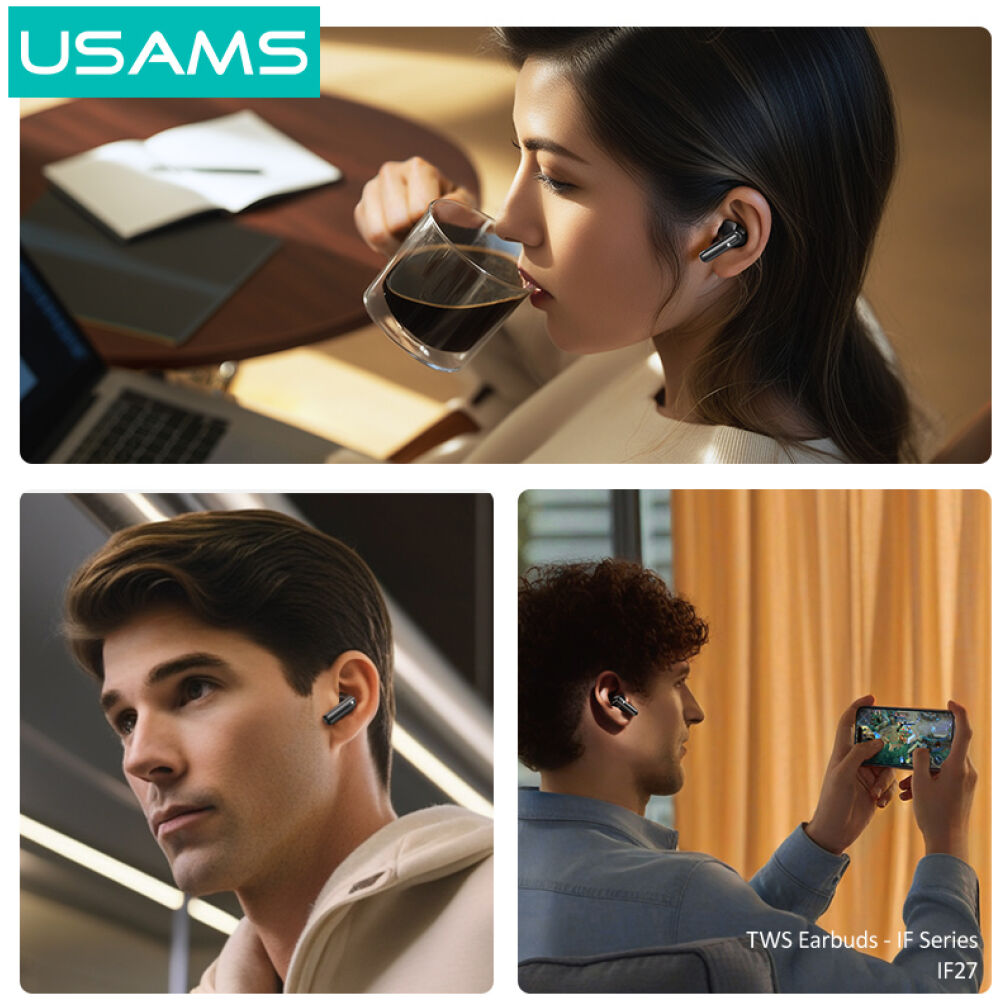 USAMS earphones με θήκη φόρτισης IF27, TWS, Φ13mm, 25/250mAh, μαύρα - Image 5