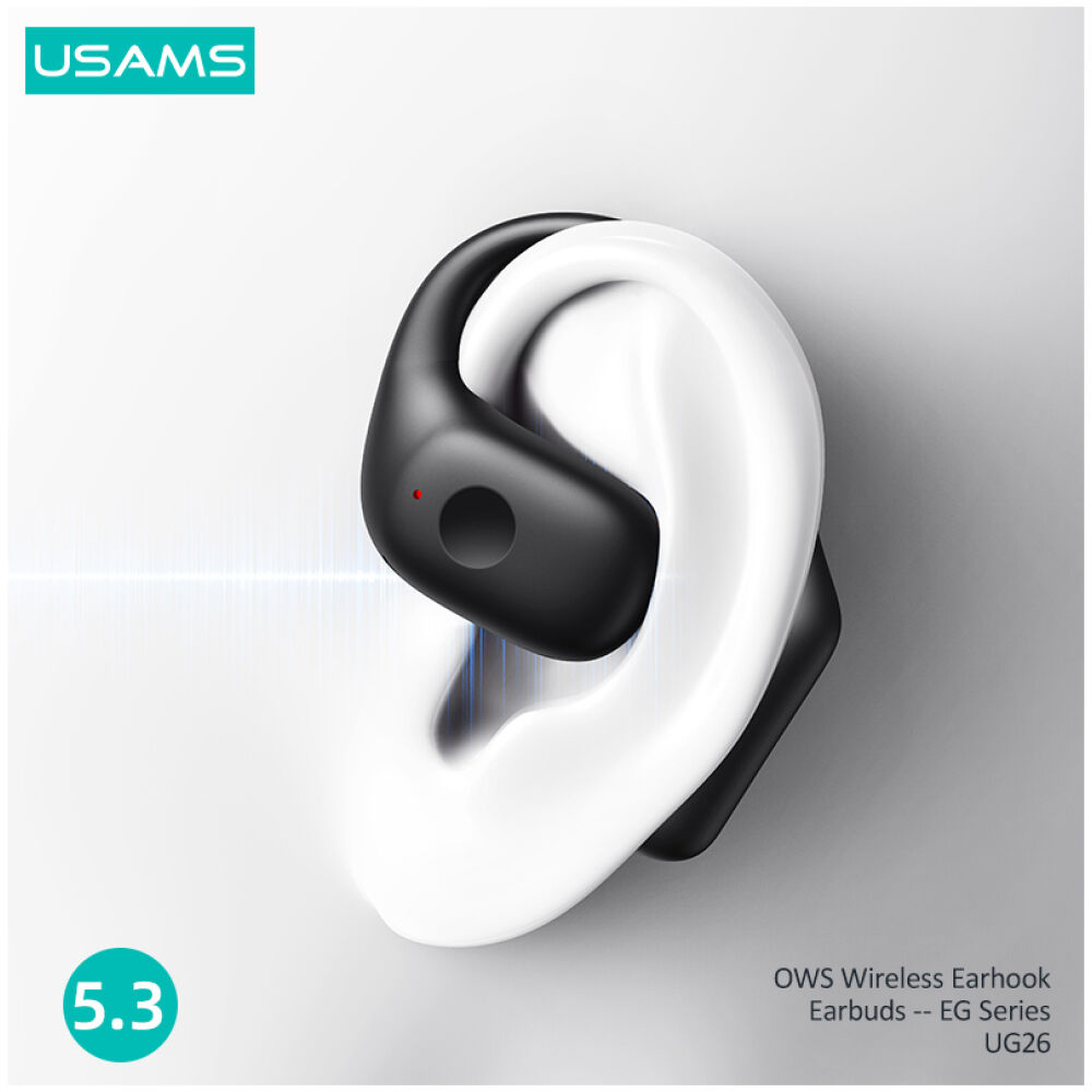 USAMS earphones με θήκη φόρτισης UG26, OWS, Φ14.2mm, 50/300mAh, μαύρα - Image 6