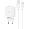 USAMS φορτιστής τοίχου SCXLTZ01 με καλώδιο micro USB, USB, 18W, λευκός