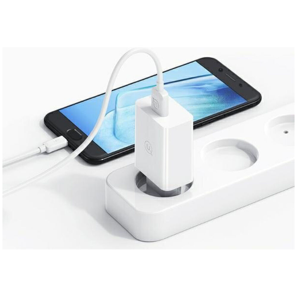 USAMS φορτιστής τοίχου SCXLTZ02 με καλώδιο USB-C, USB, 18W, λευκός - Image 2