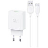 USAMS φορτιστής τοίχου SCXLTZ02 με καλώδιο USB-C, USB, 18W, λευκός