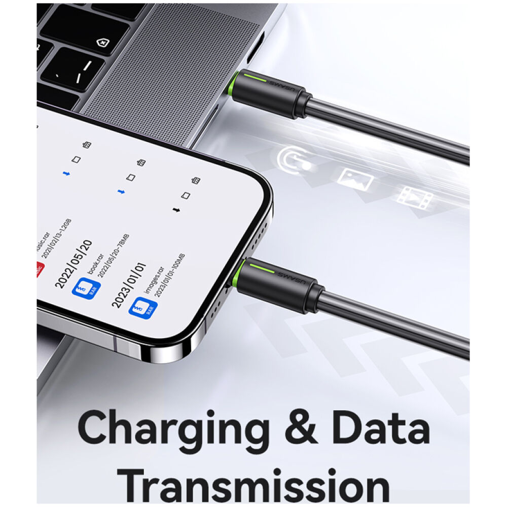 USAMS καλώδιο Lightning σε USB-C US-SJ735, 30W, 480Mbps, 1m, μαύρο - Image 3