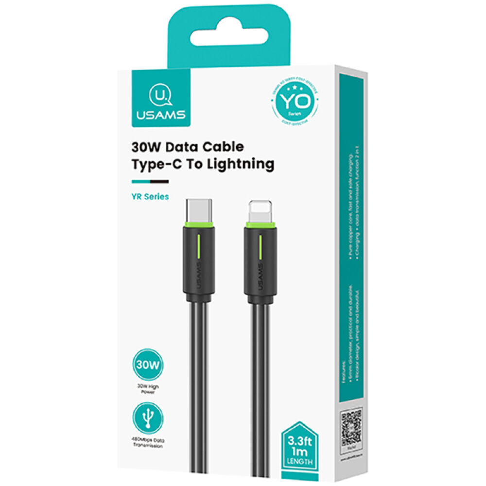 USAMS καλώδιο Lightning σε USB-C US-SJ735, 30W, 480Mbps, 1m, μαύρο - Image 4