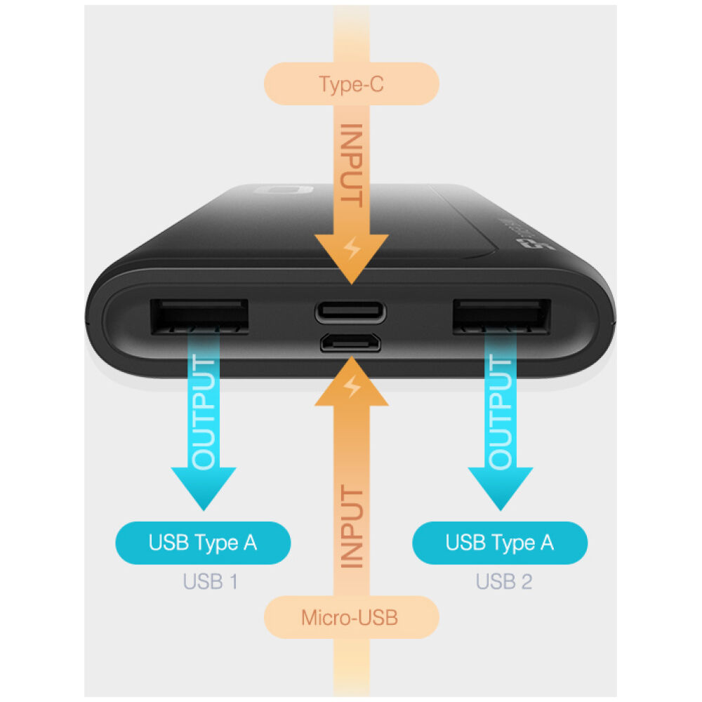 SILICON POWER power bank GP15, 10000mAh, 2x USB output, 2.1A, μαύρο - Image 4