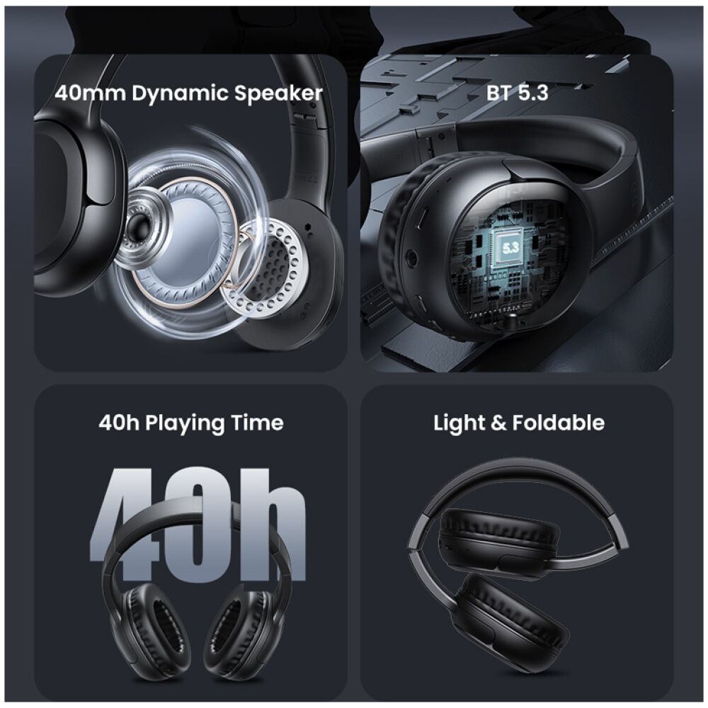 USAMS headphones YG23, ασύρματα & ενσύρματα, Φ40mm, 300mAh, μαύρα - Image 8